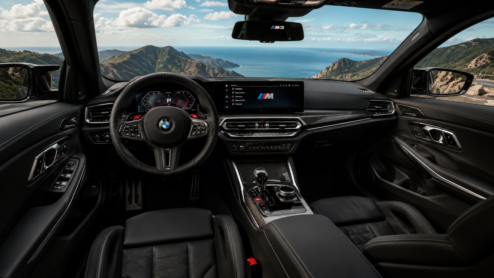 BMW M3 2026 interior with curved display and sport seats